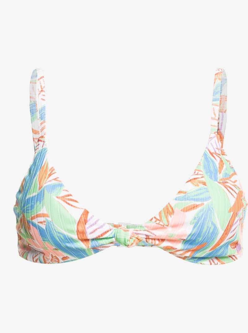 Roxy Love Rib The Surf Knot Triangle Bikini Top Sprucetone Les Fleurs S | OZJXV-2479