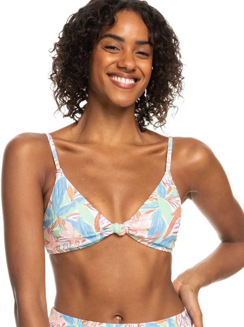 Roxy Love Rib The Surf Knot Triangle Bikini Top Sprucetone Les Fleurs S | OZJXV-2479