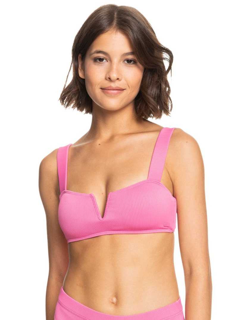 Roxy Love The Coco V Bralette Bikini Top Pink Guava | GNDFC-0289