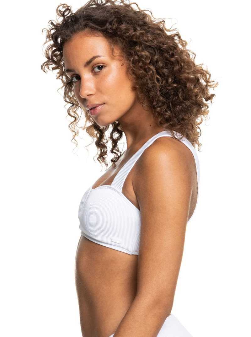 Roxy Love The Coco V Bralette Bikini Top Bright White | HCIJW-5386