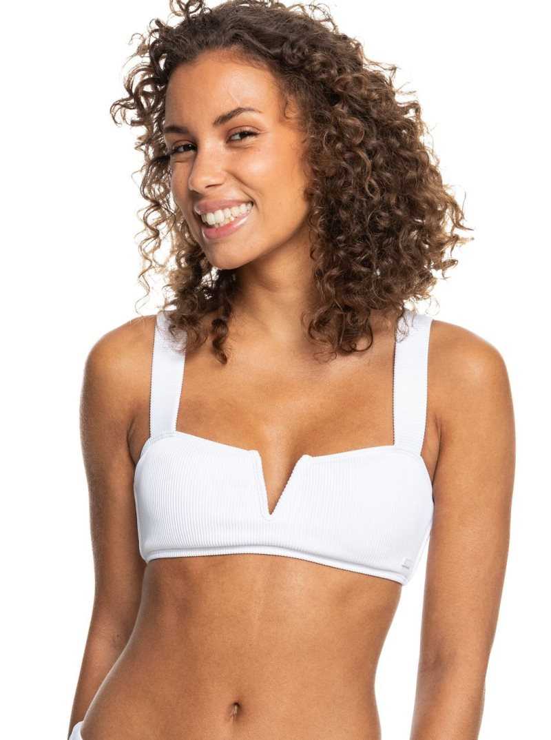 Roxy Love The Coco V Bralette Bikini Top Bright White | HCIJW-5386