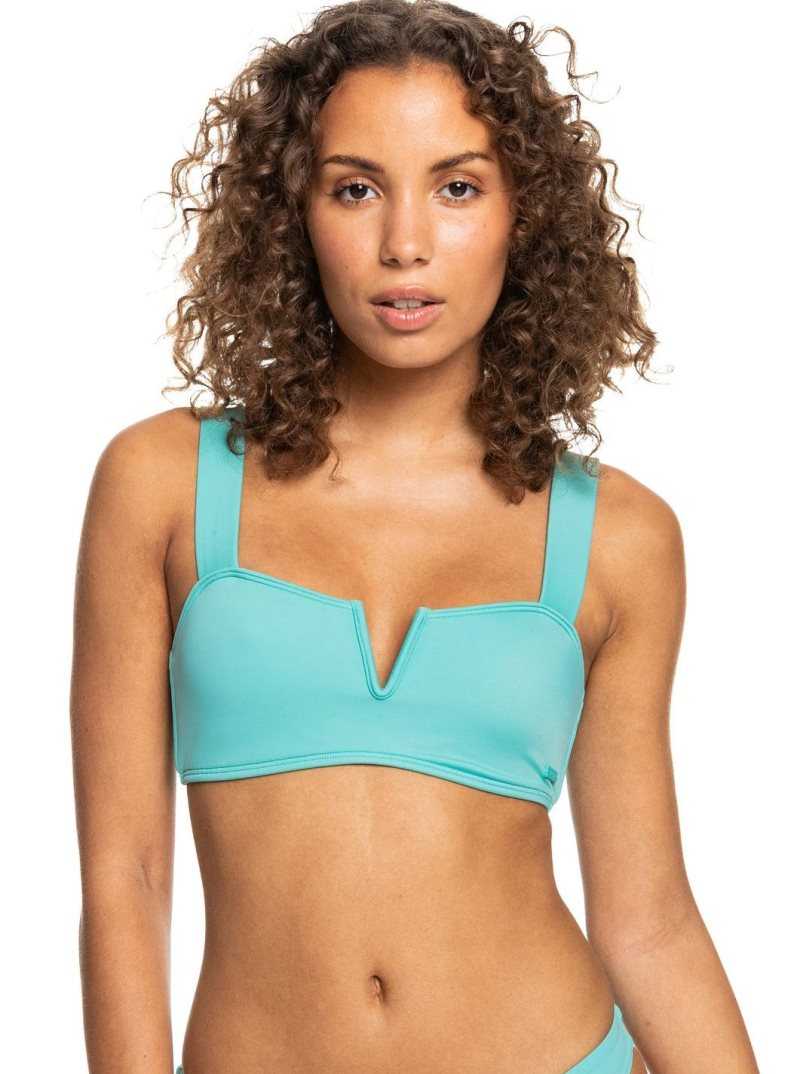 Roxy Love The Coco V Bralette Bikini Top Sea Blue | KUVPN-3124