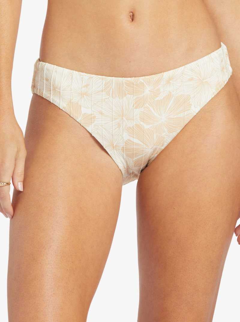 Roxy Love The Comber Bikini Bottoms Tapioca Crazy Hibiscus | TCRPB-3698