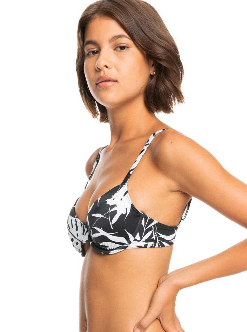 Roxy Love The Muse Underwire Bra Bikini Top Anthracite Surf Trippin Bico S | QZBVO-2876