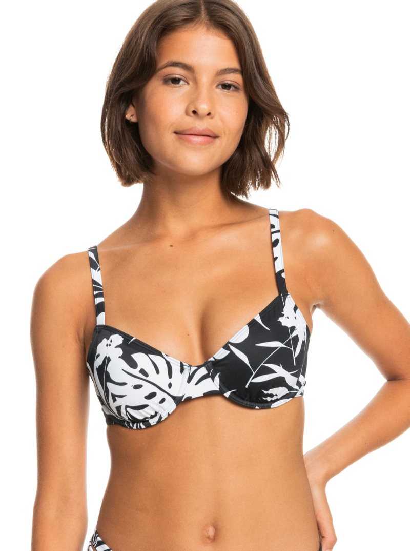 Roxy Love The Muse Underwire Bra Bikini Top Anthracite Surf Trippin Bico S | QZBVO-2876