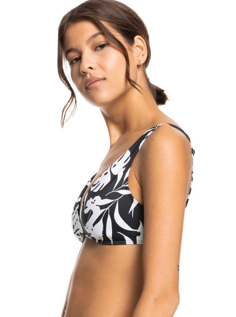 Roxy Love The Oceana Elongated Triangle Bikini Top Anthracite Surf Trippin Bico S | BWFJA-7981