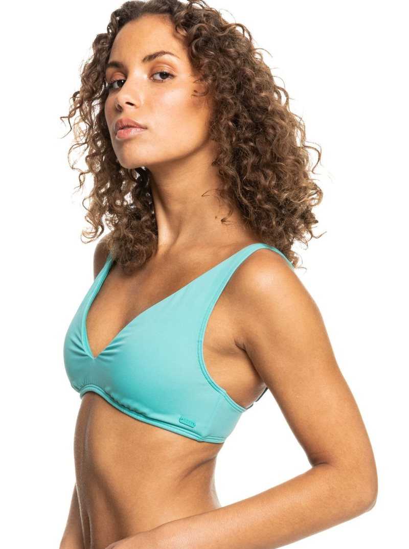 Roxy Love The Oceana V Elongated Triangle Bikini Top Sea Blue | ZAWJH-7539