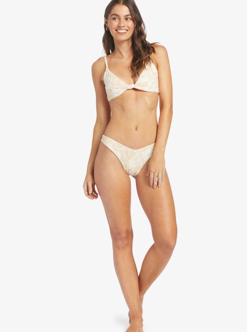 Roxy Love The Sunseeker Bikini Bottoms Tapioca Crazy Hibiscus | ADCLI-4237