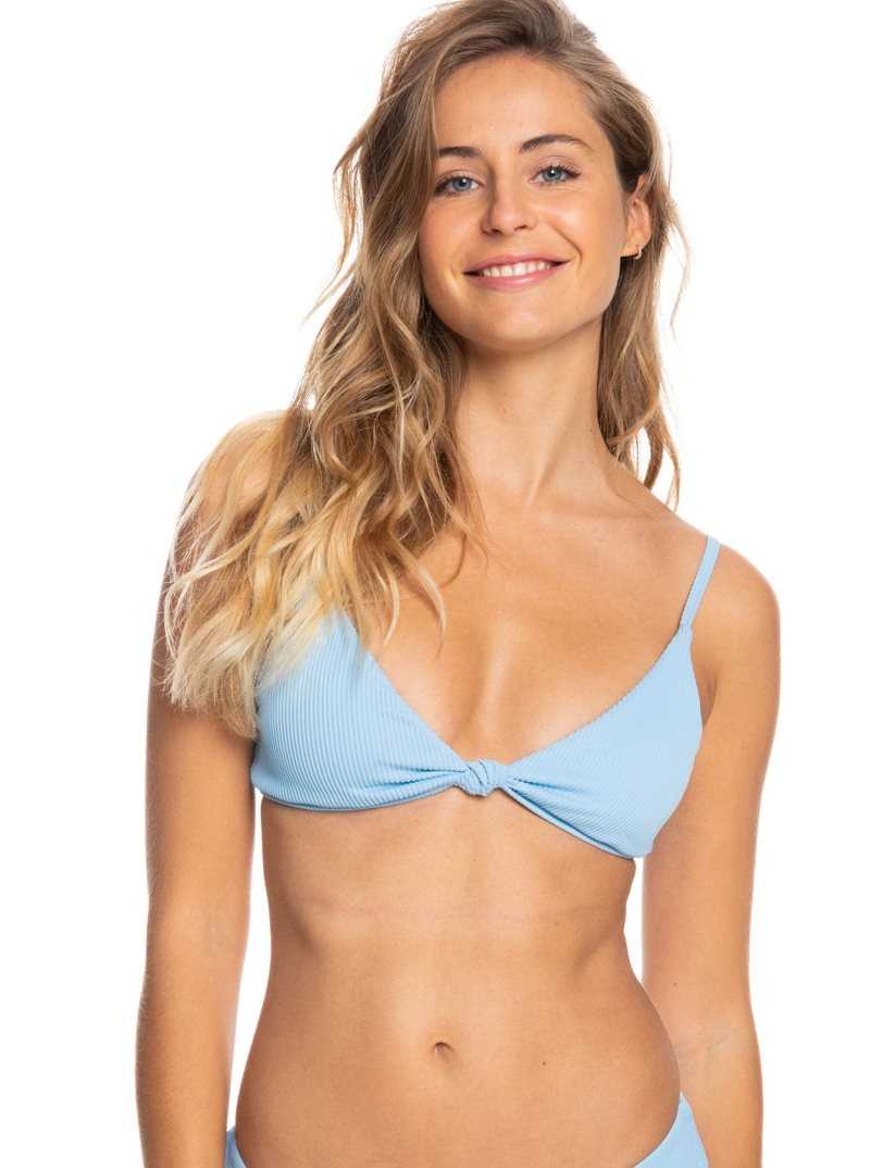 Roxy Love The Surf Knot Bikini Top Powder Blue | YQVLA-1097