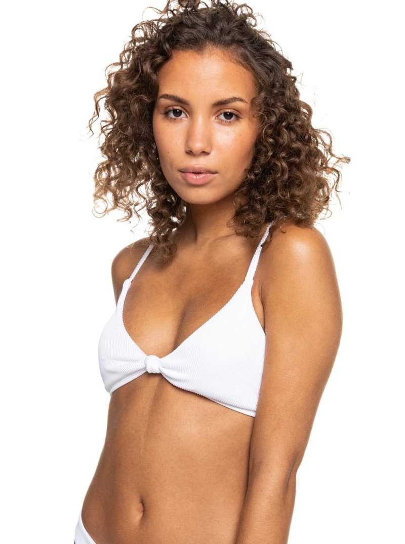 Roxy Love The Surf Knot Triangle Bikini Top Bright White | EHXTS-1478