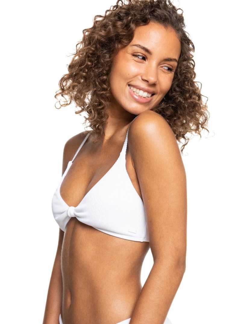 Roxy Love The Surf Knot Triangle Bikini Top Bright White | EHXTS-1478