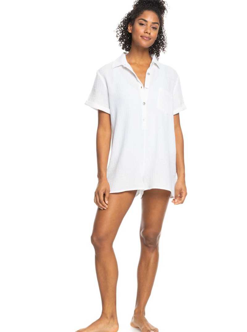 Roxy Loved By You Beach Cover-Up Romper Bright White | NARYS-3578