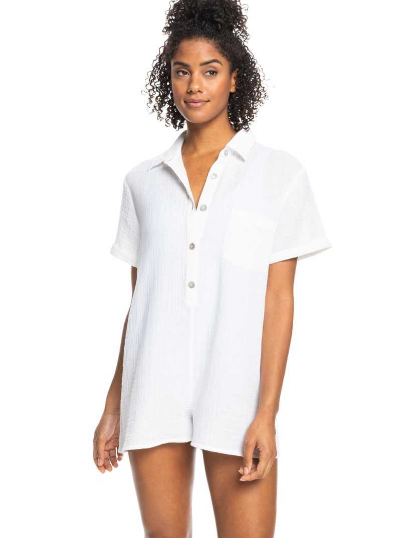 Roxy Loved By You Beach Cover-Up Romper Bright White | NARYS-3578