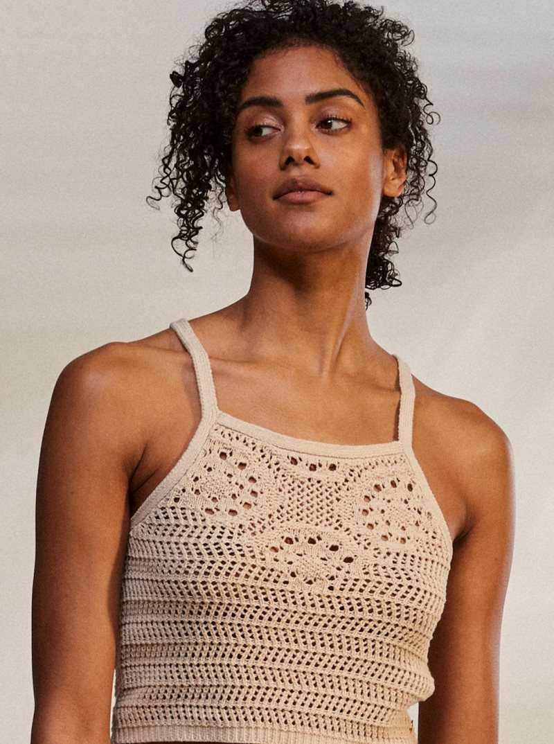 Roxy Malibu Crush Knitted Halter Top Tapioca | SJPAN-2134