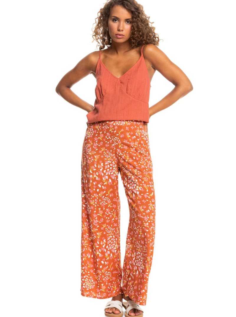 Roxy Midnight Avenue Wide-Leg Pants Baked Clay Dancing Days | LZVEG-5168