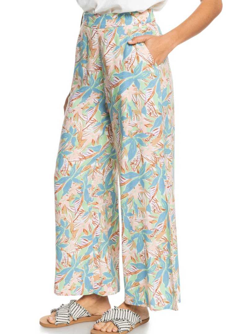 Roxy Midnight Avenue Wide-Leg Pants Sprucetone Les Fleurs | HXJQT-1982