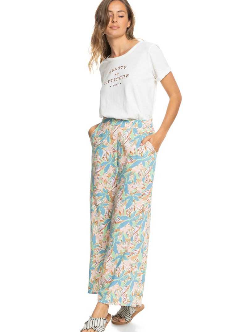 Roxy Midnight Avenue Wide-Leg Pants Sprucetone Les Fleurs | HXJQT-1982