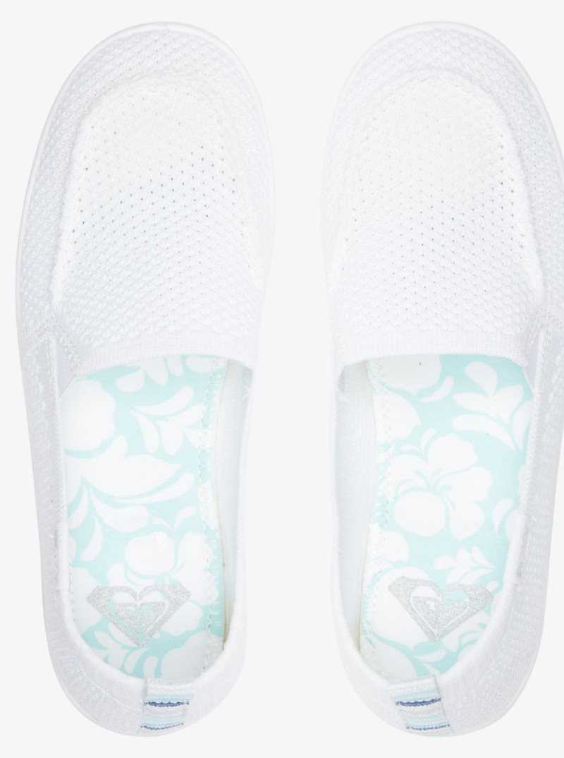 Roxy Minnow Knit Slip-On Shoes White | THZCB-3928