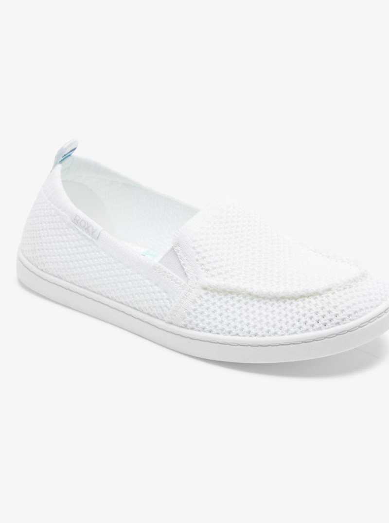 Roxy Minnow Knit Slip-On Shoes White | THZCB-3928