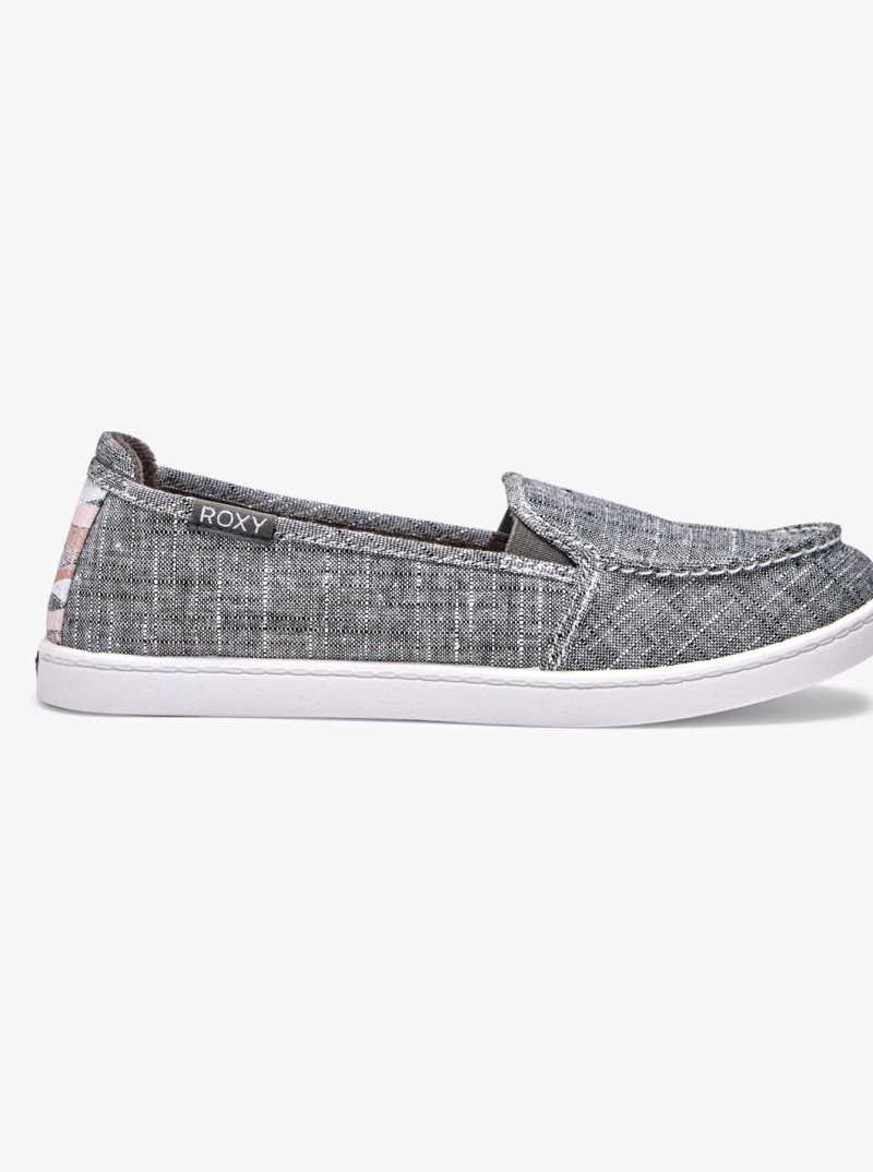 Roxy Minnow Slip-On Shoes Black Wash | KWNCM-8601