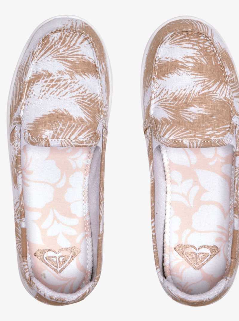 Roxy Minnow Slip-On Shoes White/Tan | LWGRE-4971