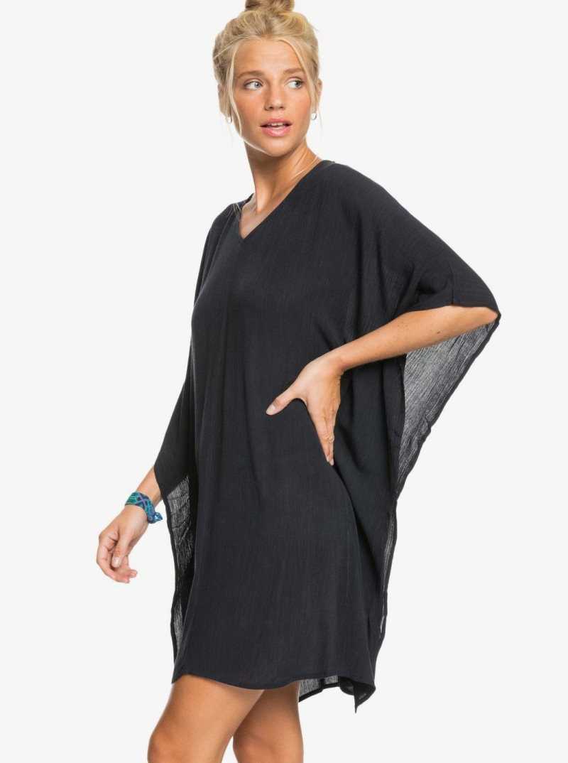 Roxy Moon Blessing Poncho Beach Coverup Anthracite | LIMPD-9732