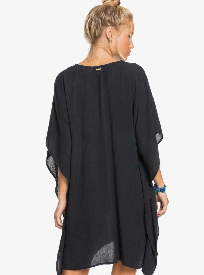 Roxy Moon Blessing Poncho Beach Coverup Anthracite | LIMPD-9732