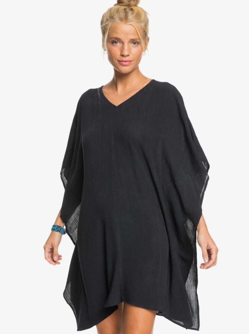 Roxy Moon Blessing Poncho Beach Coverup Anthracite | LIMPD-9732