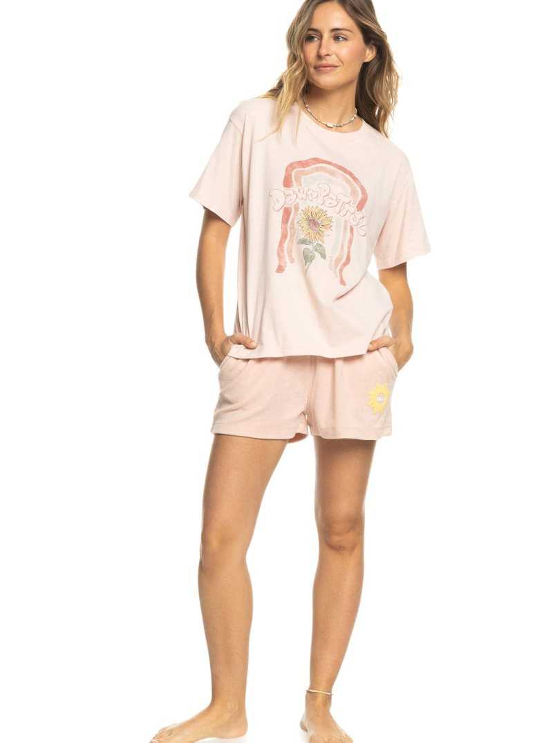 Roxy Moonlight Sunset A Oversized Boyfriend T-Shirt Peach Whip | JQMZX-0597