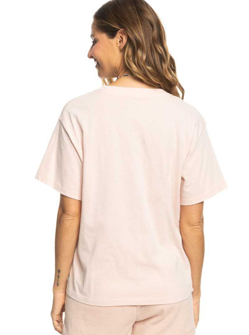 Roxy Moonlight Sunset A Oversized Boyfriend T-Shirt Peach Whip | JQMZX-0597