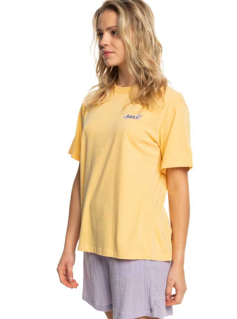 Roxy Moonlight Sunset Oversized Boyfriend T-Shirt Flax | YMUVB-8693