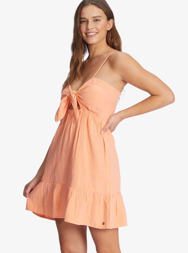 Roxy Moonlit Tide Short Length Strappy Dress Papaya Punch | KQDMY-7253