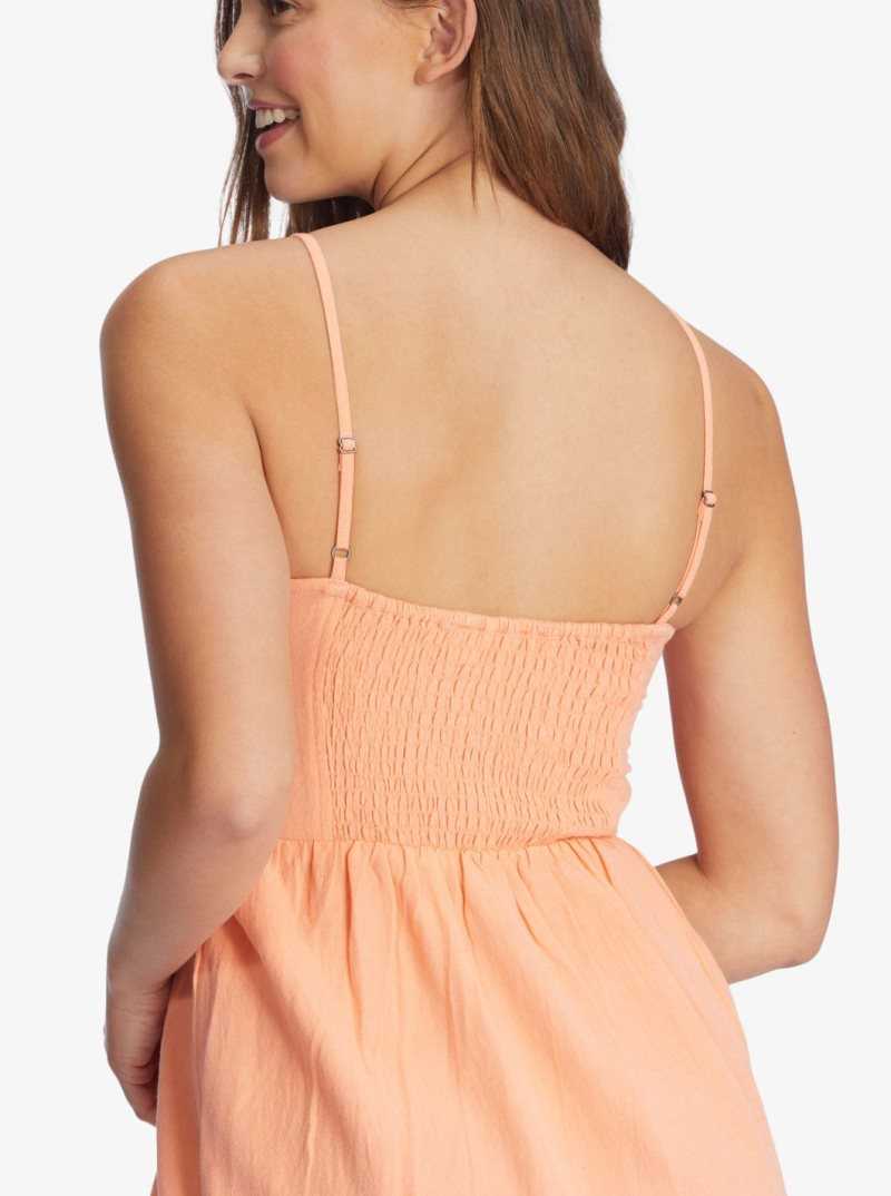 Roxy Moonlit Tide Short Length Strappy Dress Papaya Punch | KQDMY-7253