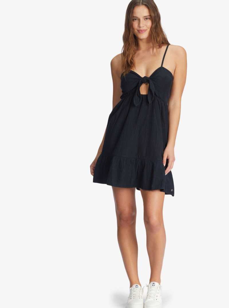 Roxy Moonlit Tide Short Length Strappy Dress Anthracite | WECSI-4820