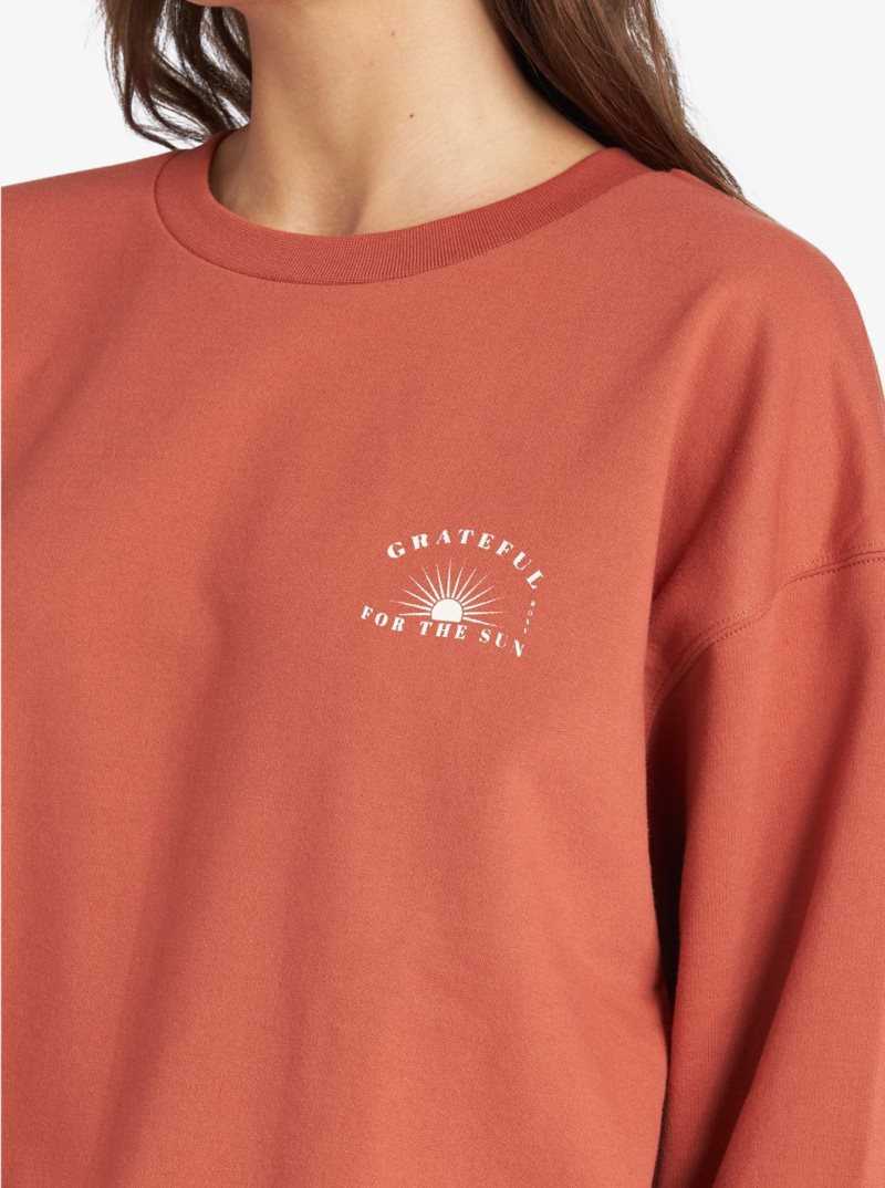 Roxy Morning Hike Pullover Sweatshirt Baked Clay | OKBCJ-6017