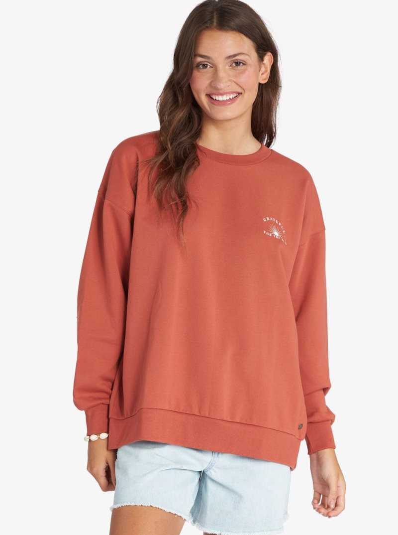 Roxy Morning Hike Pullover Sweatshirt Baked Clay | OKBCJ-6017