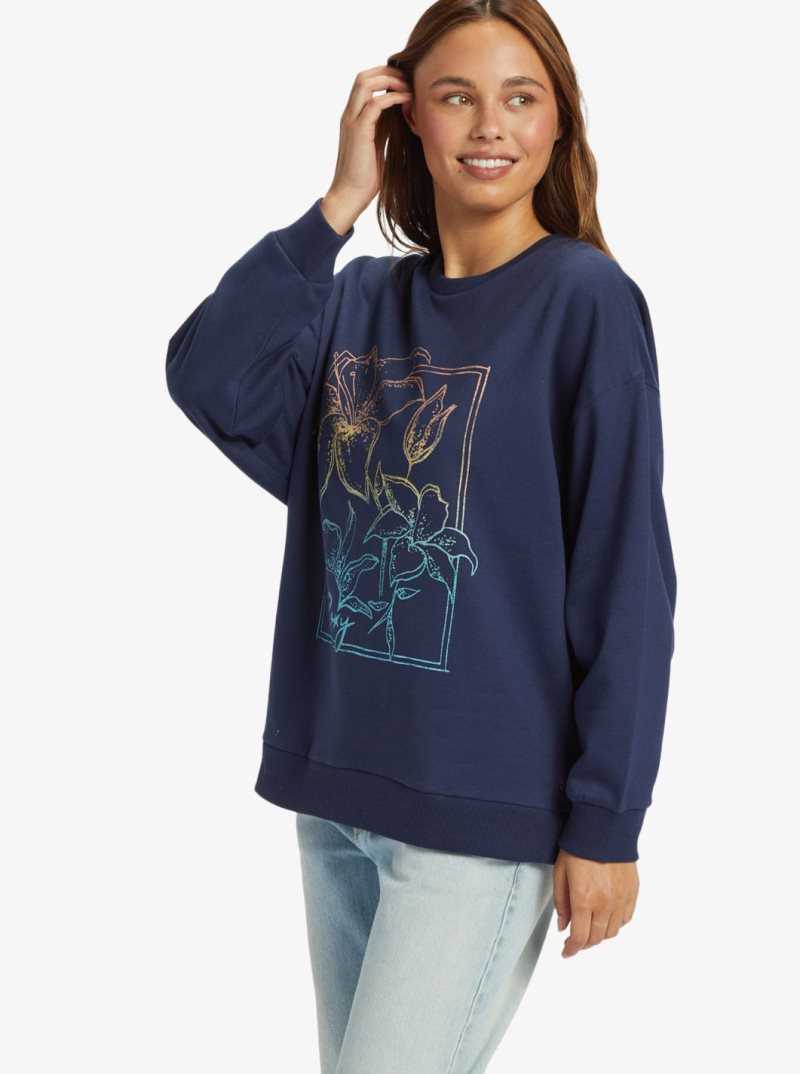 Roxy Morning Hike Sweatshirt Mood Indigo | QKWMJ-8391