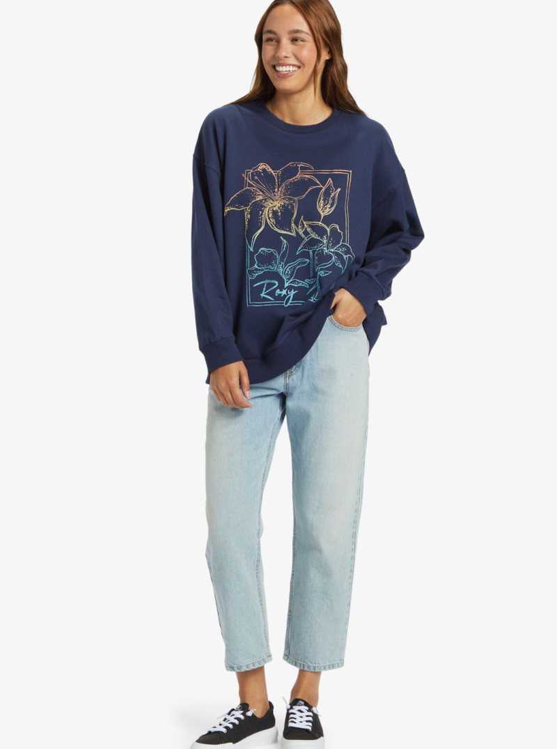 Roxy Morning Hike Sweatshirt Mood Indigo | QKWMJ-8391