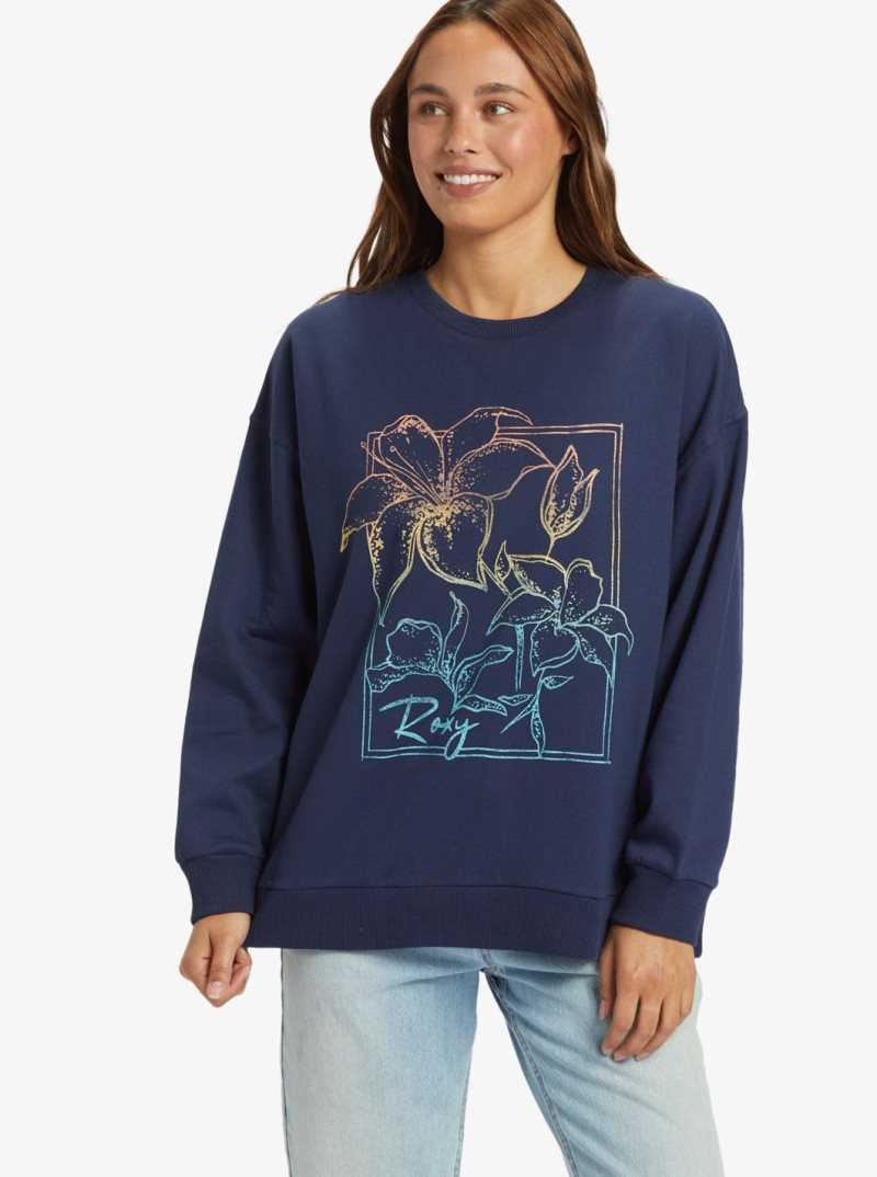 Roxy Morning Hike Sweatshirt Mood Indigo | QKWMJ-8391