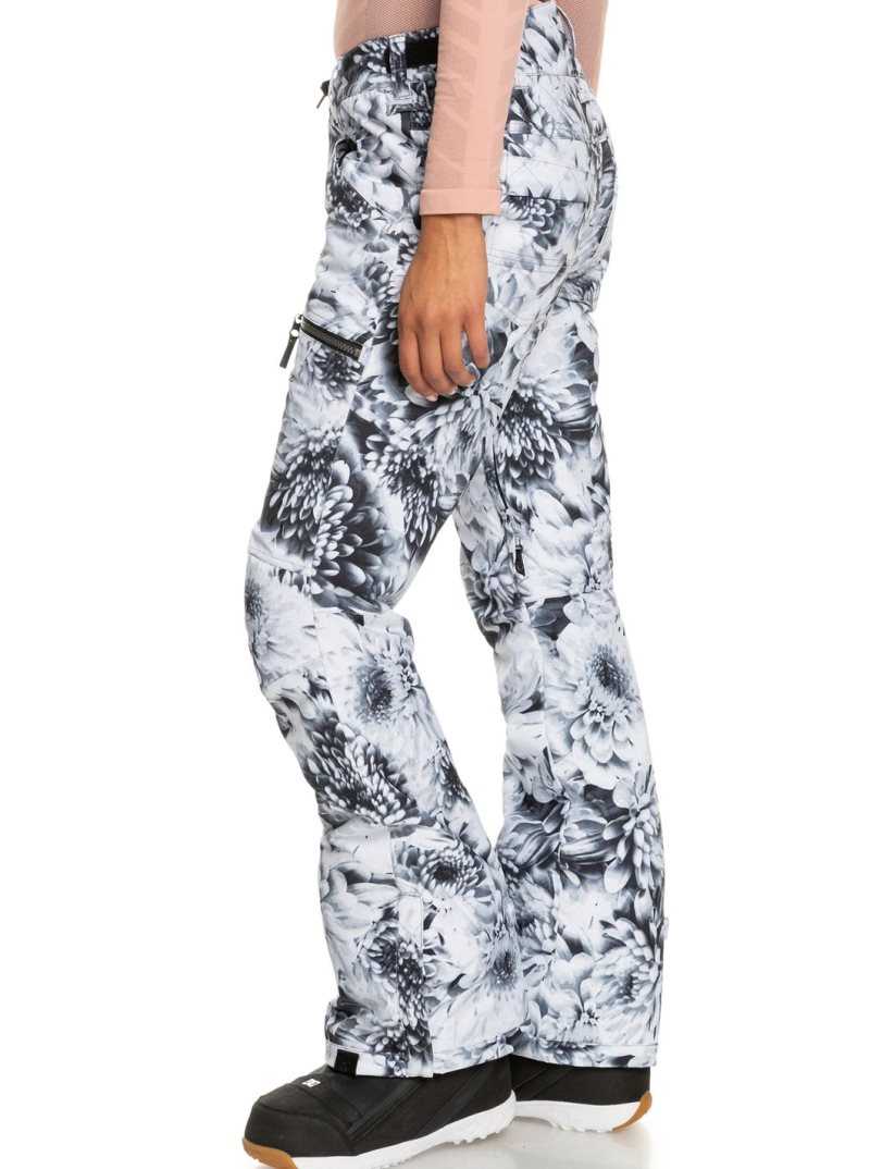 Roxy Nadia Printed Insulated Snow Pants Bright White Future Flower | JUDKZ-5289