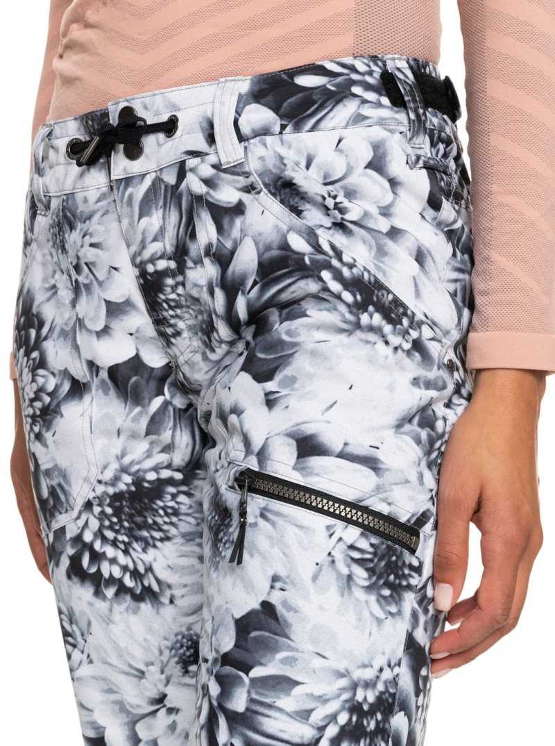 Roxy Nadia Printed Insulated Snow Pants Bright White Future Flower | JUDKZ-5289