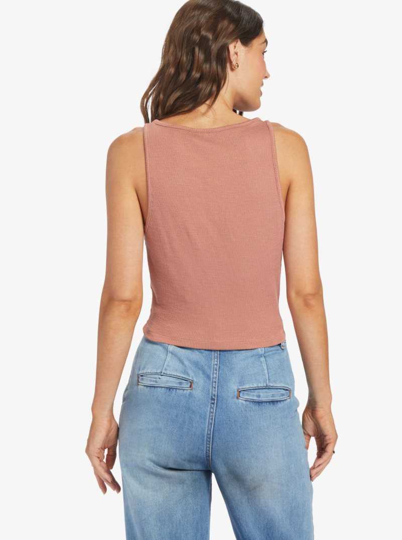 Roxy Never Ending Vacay High Knit Tank Cedar Wood | GHIWE-4983