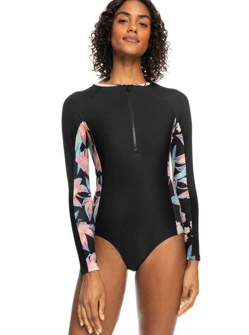 Roxy New 1mm UPF 50 Long Sleeve One-Piece Swimsuit Anthracite | OUZAB-9426