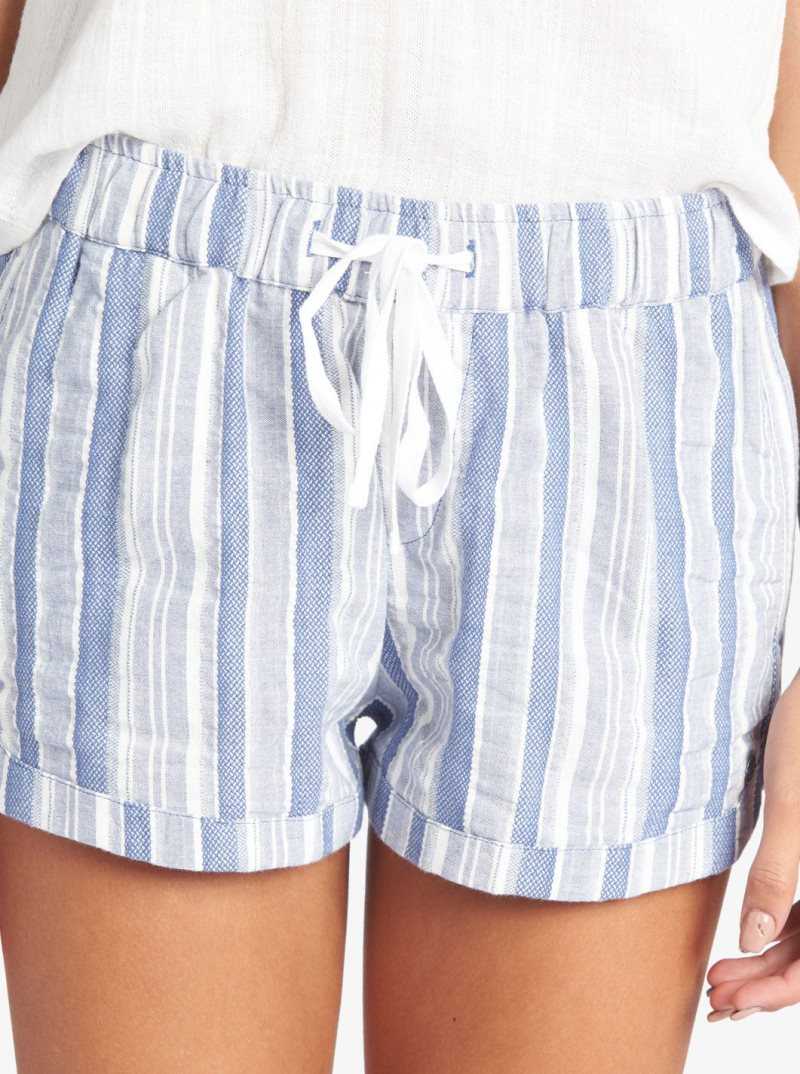 Roxy New Impossible Love Elasticized Shorts Bijou Blue River Stripe | FQERY-8317