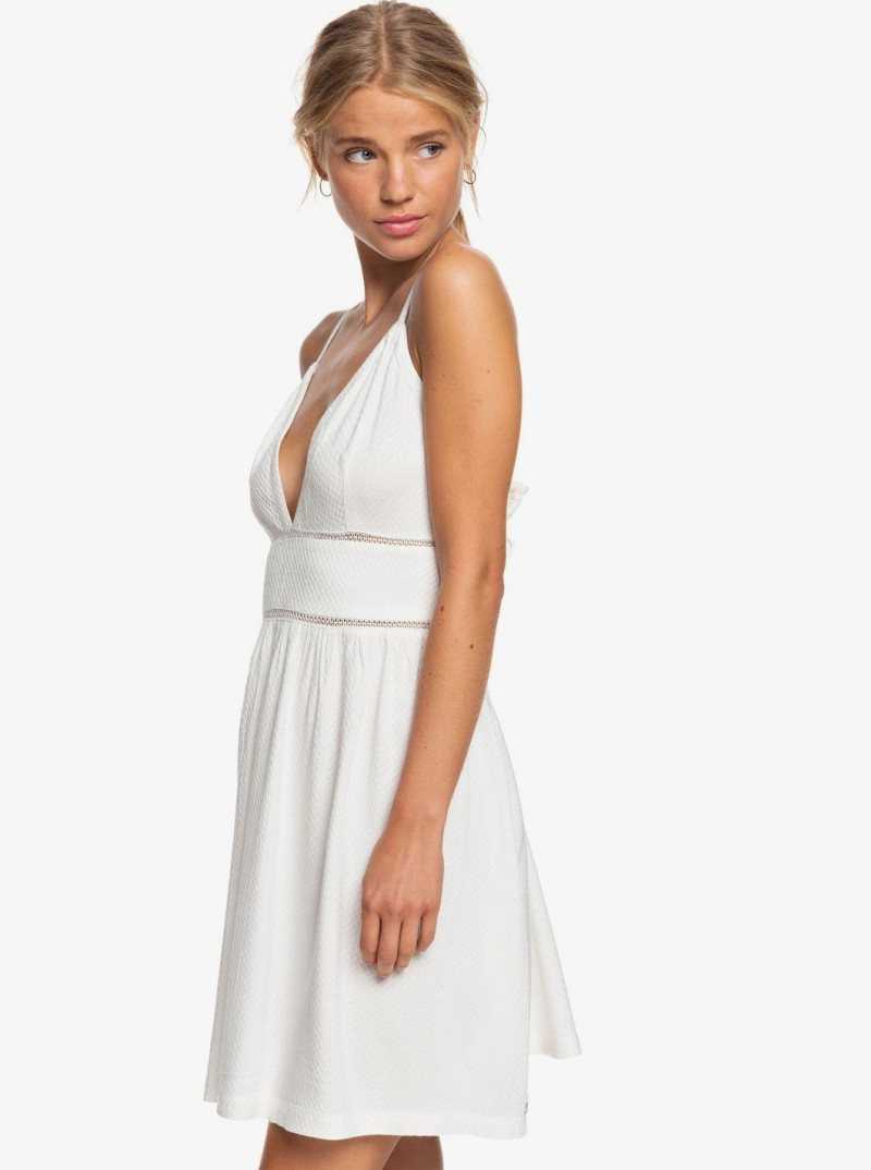 Roxy New Silver Light Strappy Dress Snow White | LQJMT-7045