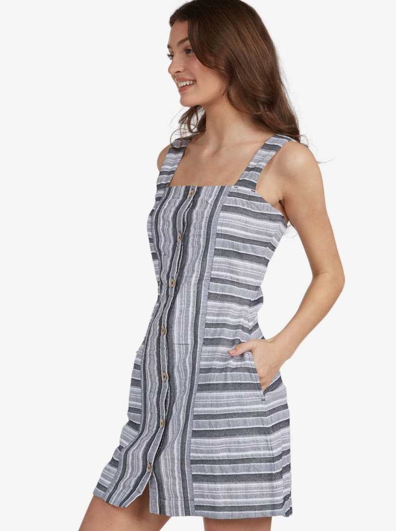 Roxy Next Door Dress Anthracite River Stripe | LVESR-4560