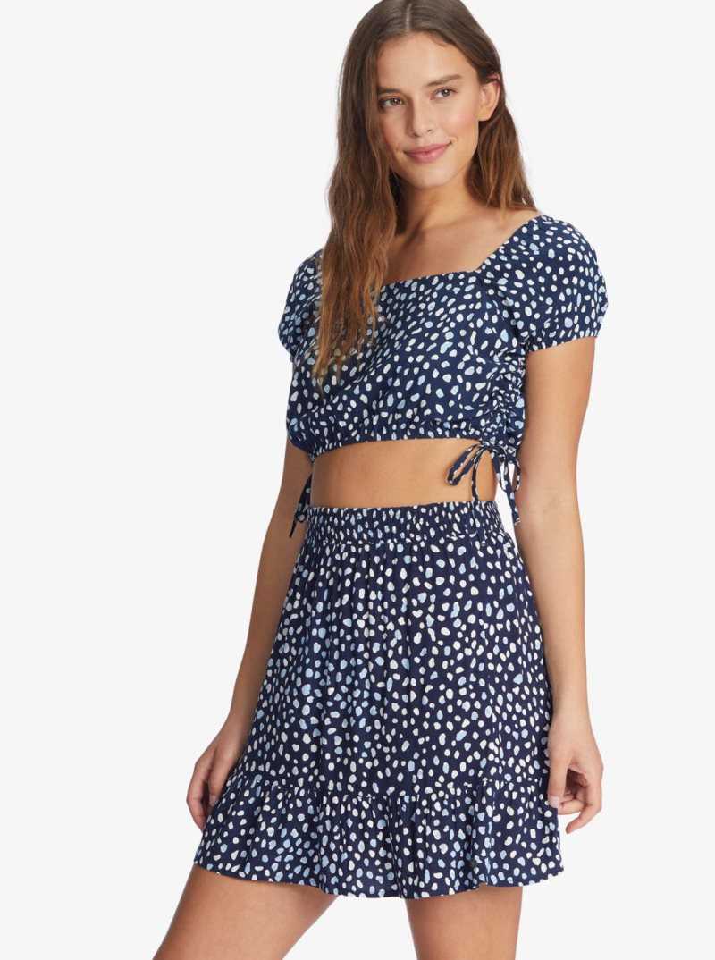 Roxy Night Out Skirt Mood Indigo Wild Dots | RDSZQ-8309