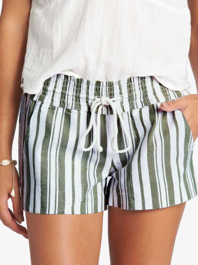 Roxy Oceanside Elasticized Shorts Sea Spray Paradise Stripe | QNMHY-0645