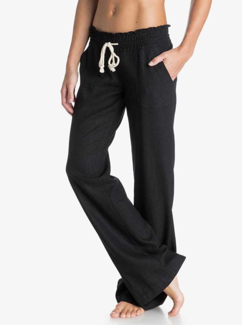 Roxy Oceanside Flared Pants True Black | MAQLY-9041