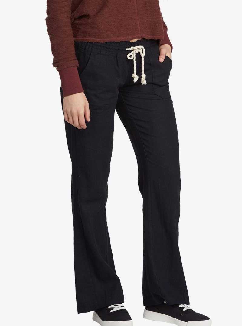 Roxy Oceanside Flared Pants True Black | MAQLY-9041